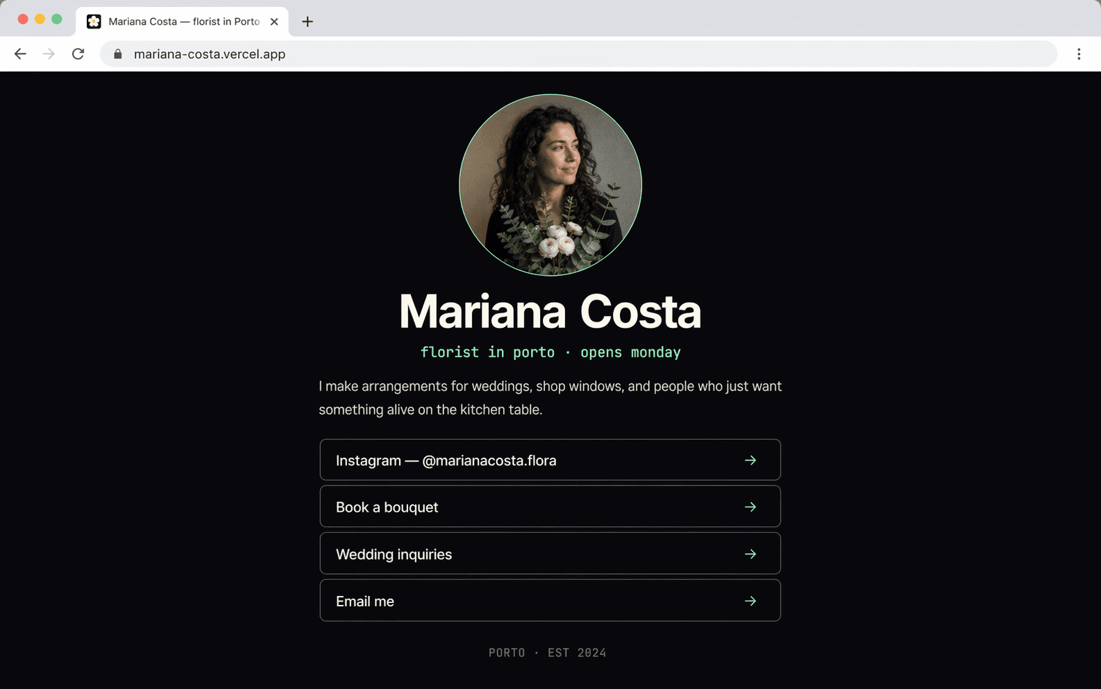 Bio page preview