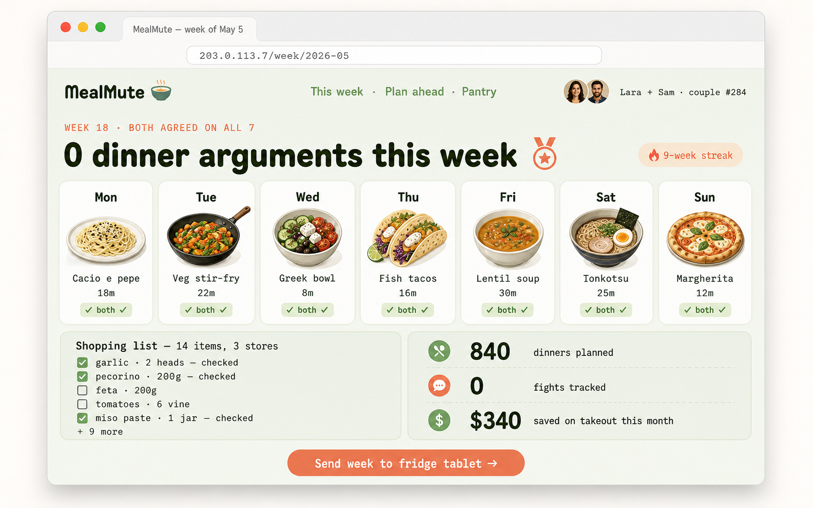 MealMute — weekly meal plan